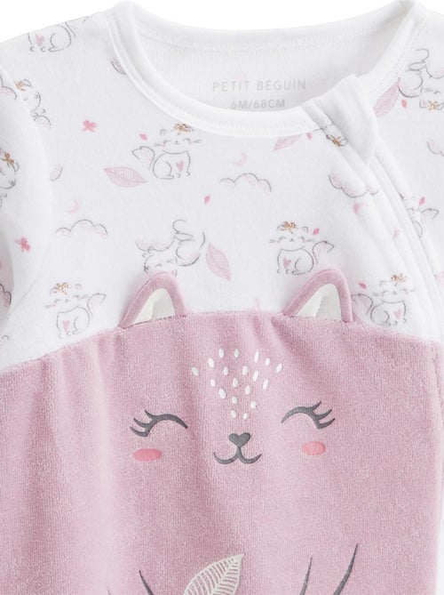 Babypyjama van Miss Chatchatchat, gemaakt van velours, met ritssluiting. - Kiabi