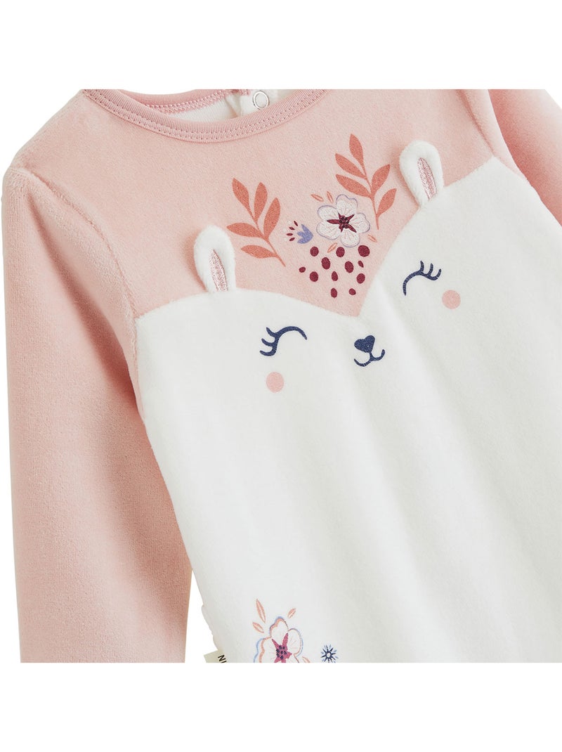 Babypyjama van velours cléo Roze - Kiabi