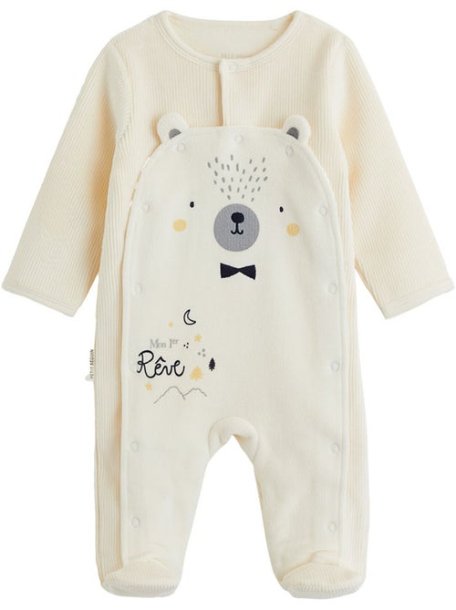 Babypyjama van velours met brugopening sneeuwvlok - Kiabi