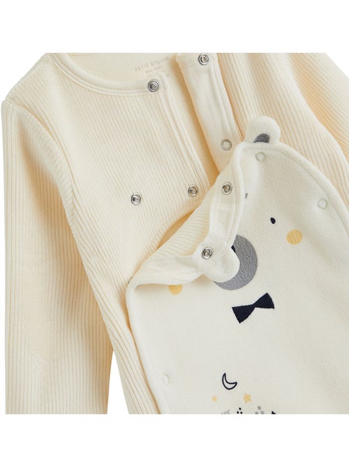 Babypyjama van velours met brugopening sneeuwvlok - Kiabi