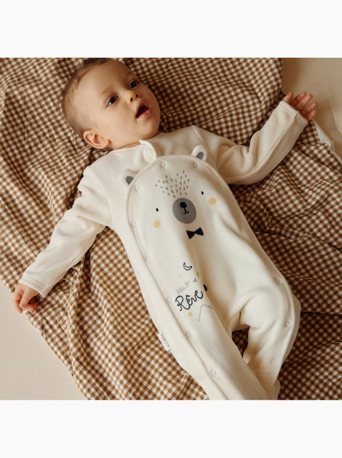 Babypyjama van velours met brugopening sneeuwvlok - Kiabi