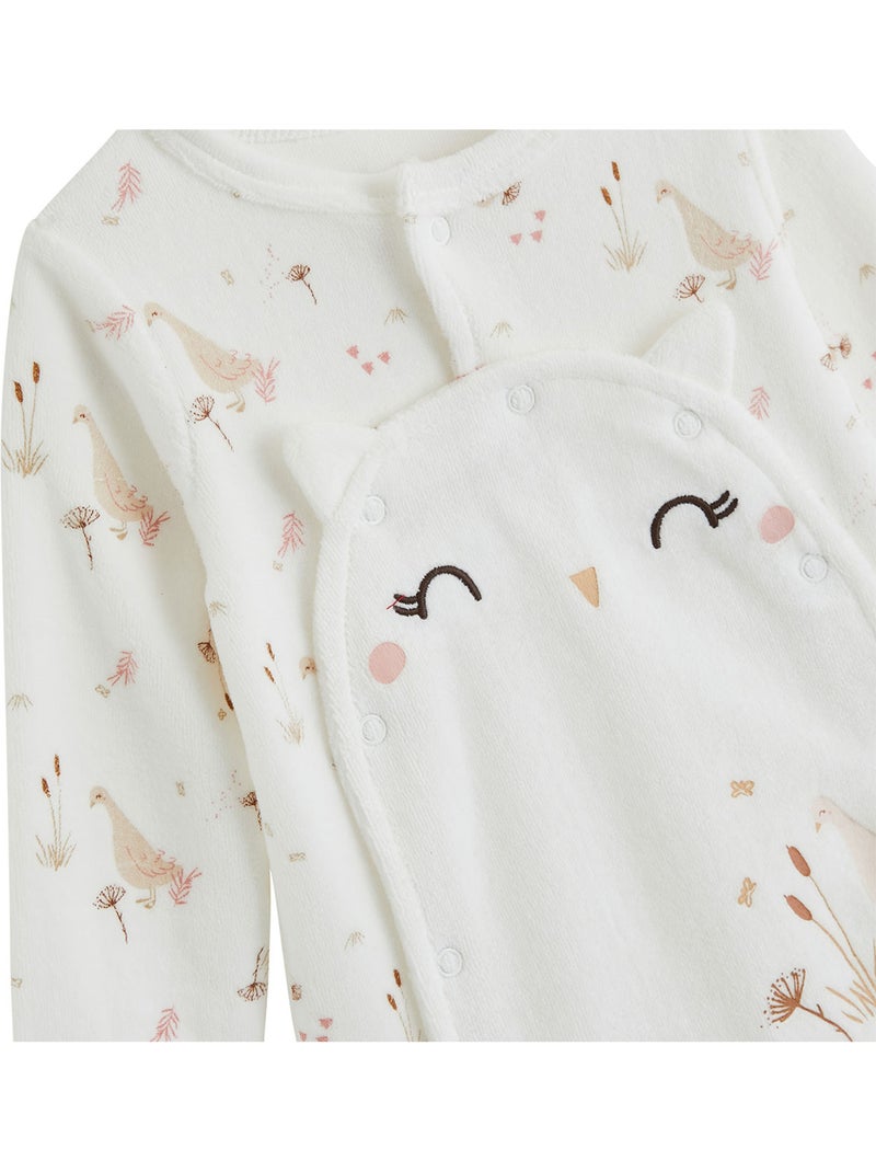 Babypyjama van velours met klepopening margot Ecru - Kiabi