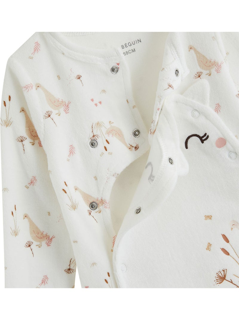 Babypyjama van velours met klepopening margot Ecru - Kiabi