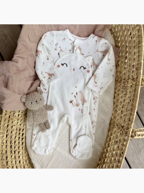 Babypyjama van velours met klepopening margot - Kiabi