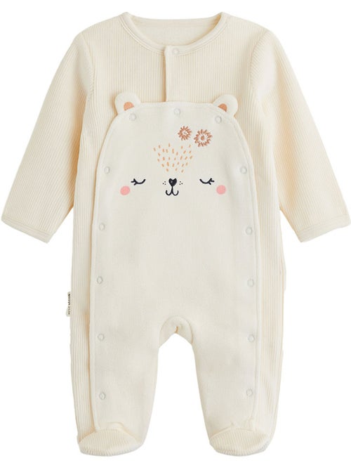Babypyjama van velours met klepopening sneeuw - Kiabi