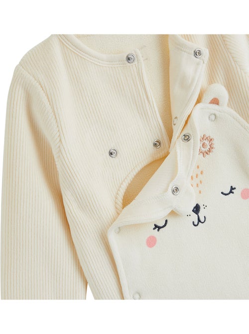 Babypyjama van velours met klepopening sneeuw - Kiabi