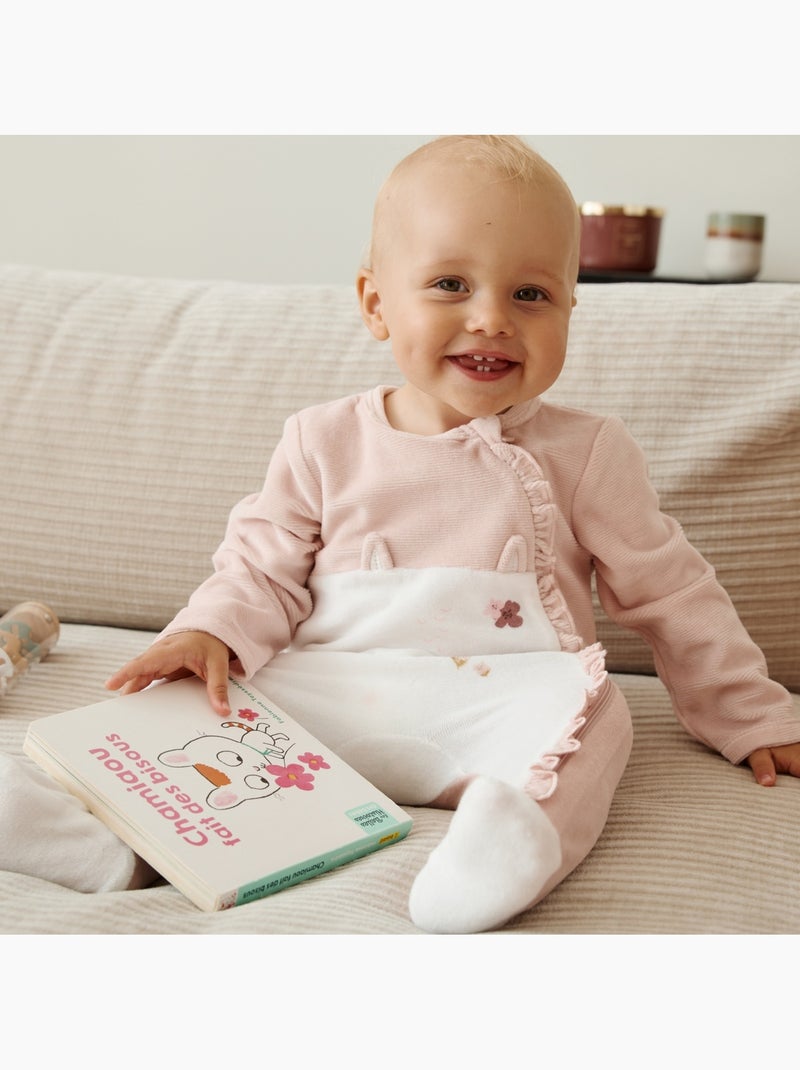 Babypyjama van velours met ritssluiting miette Roze - Kiabi
