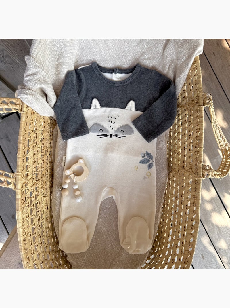 Babypyjama van velours québec Grijs Grijs - Kiabi