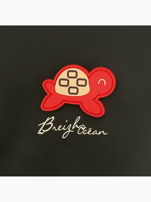Babyregenjas met capuchon 'Breizh Ocean', gestreepte binnenponcho met borduurwerk - Kiabi
