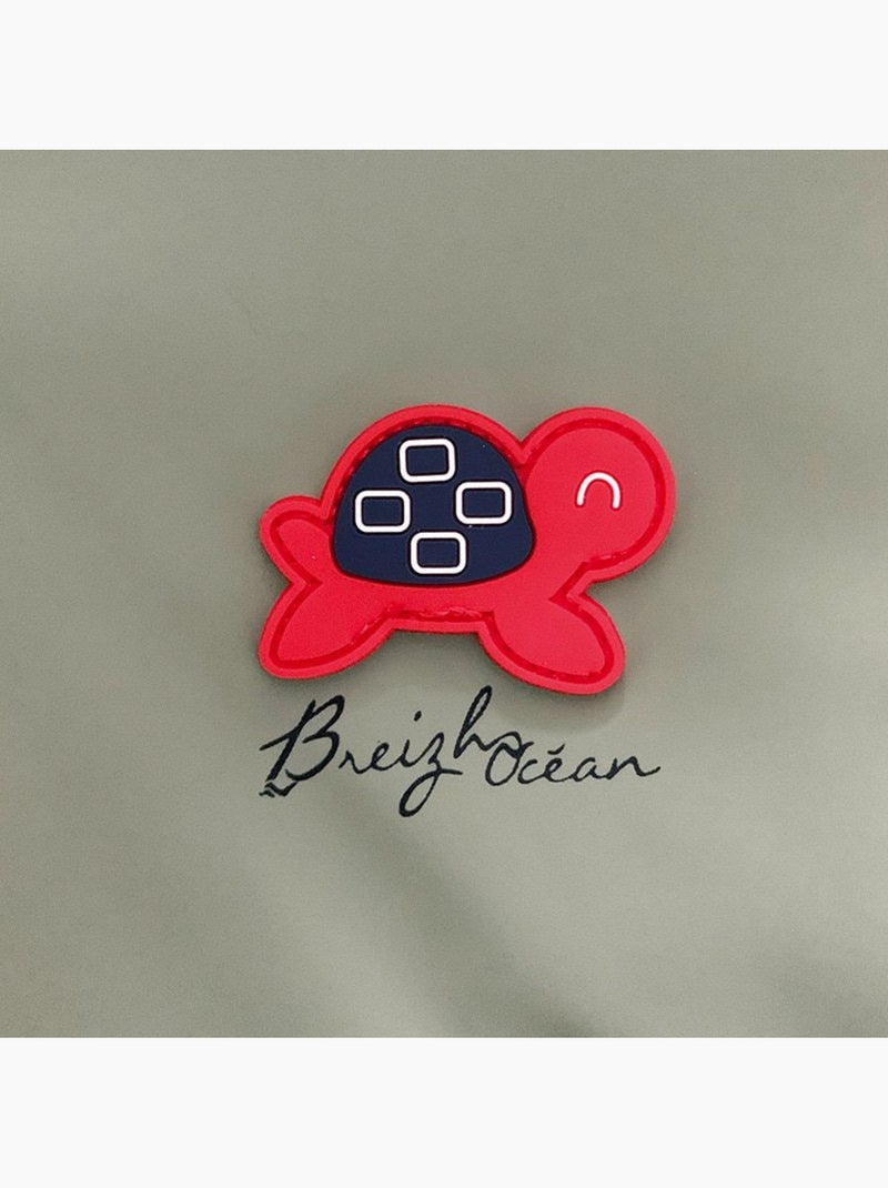Babyregenjas met capuchon 'Breizh Ocean', gestreepte binnenponcho met borduurwerk Pastelgroen - Kiabi