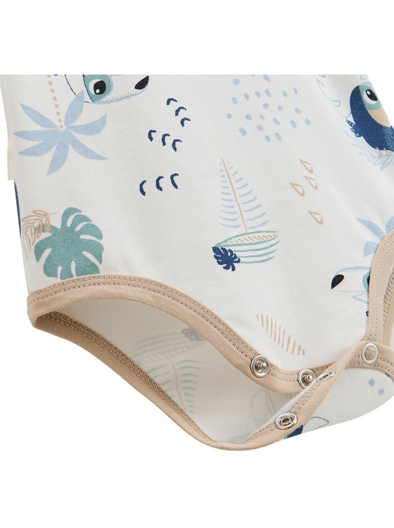Babyrompertje en katoenen gaasbroekje met toekanmotief Blauw - Kiabi