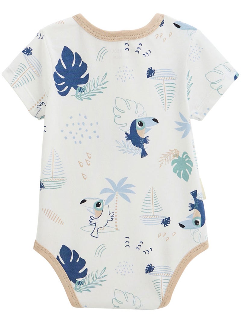 Babyrompertje en katoenen gaasbroekje met toekanmotief Blauw - Kiabi