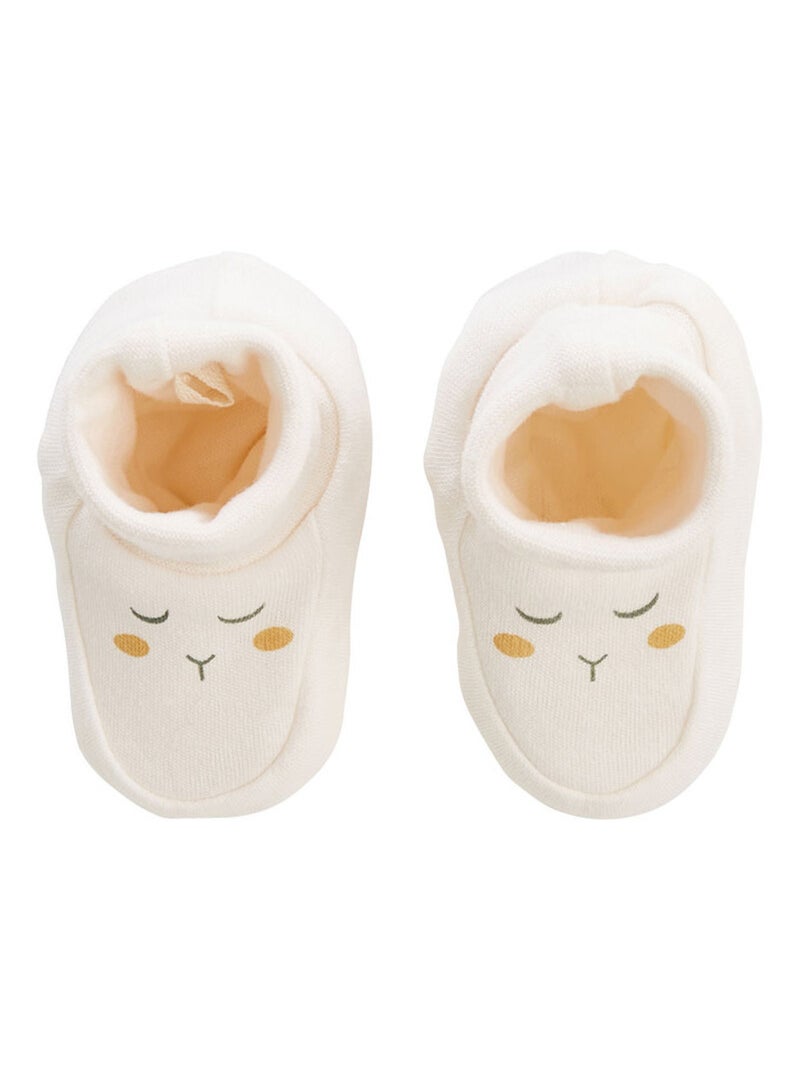 Babyrompertje van fleece en zachte babyschoentjes Ecru - Kiabi