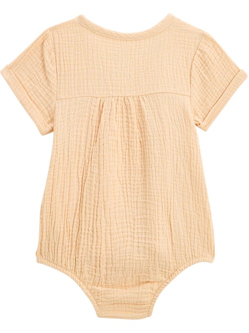 Babyrompertje van katoenen gaas met overslagopening, hazelnootkleur - Kiabi