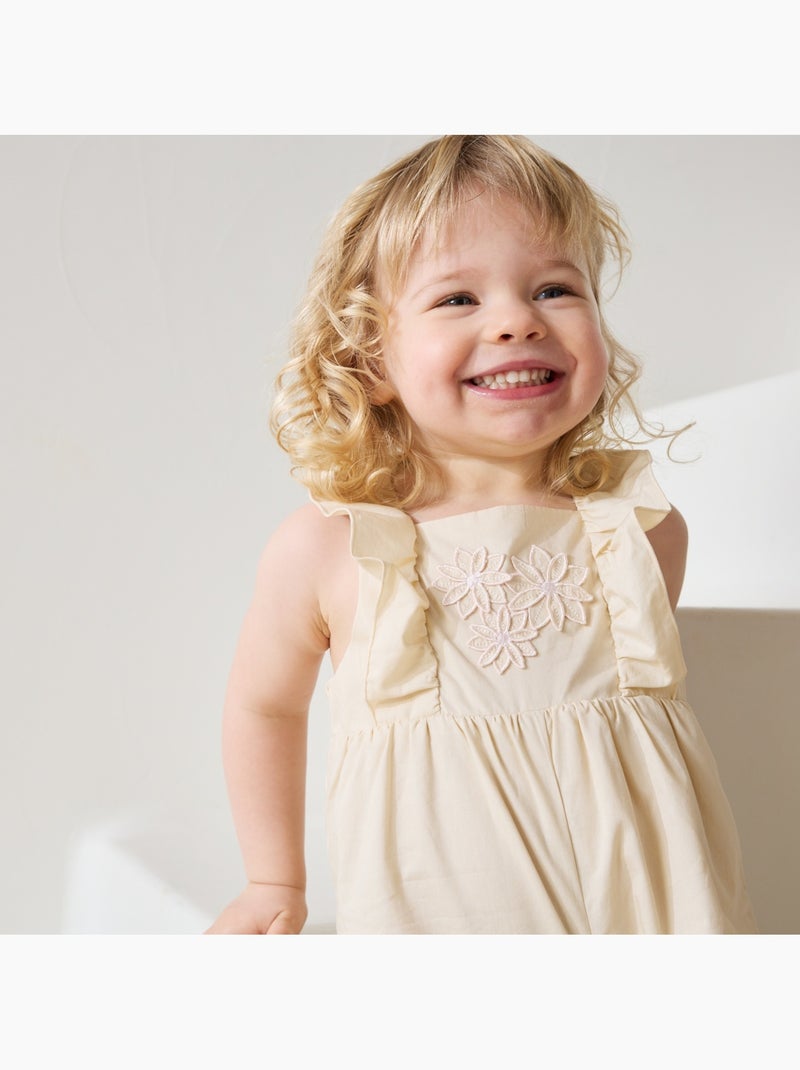 Babyrompertje van poplin, Zomerpoëzie Lichtbeige - Kiabi