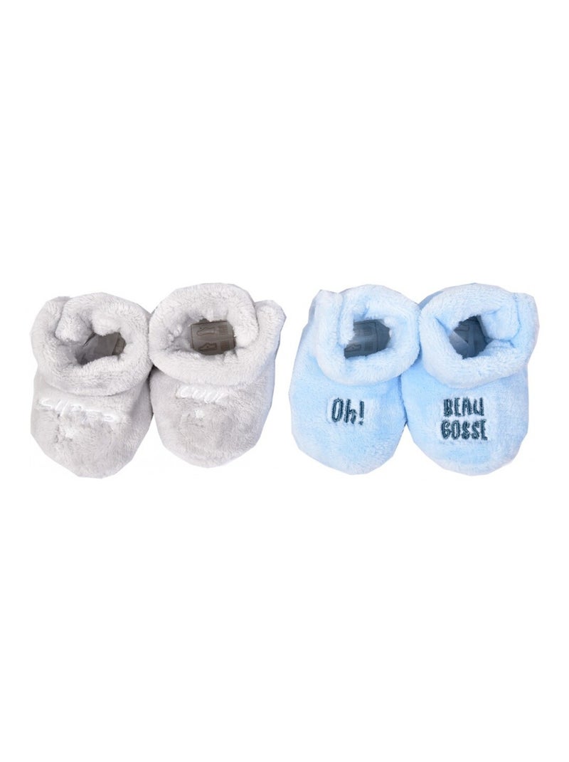 Babyschoentjes Cocooning Fantaisie - Set van 2 Blauwgrijs - Kiabi