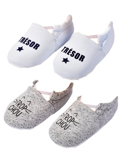 Babyschoentjes Cocooning Fantaisie - Set van 2 - Kiabi Babyschoentjes Cocooning Fantaisie - Set van 2 - Kiabi