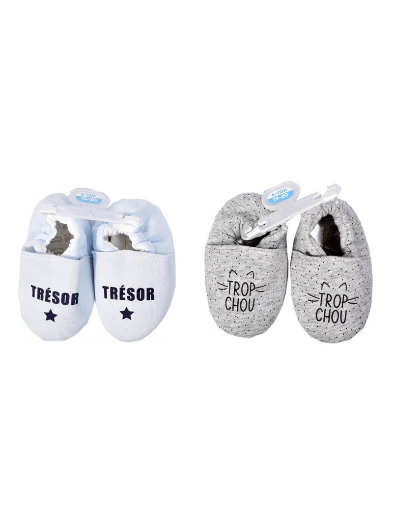 Babyschoentjes Cocooning Fantaisie - Set van 2 Wit Grijs - Kiabi