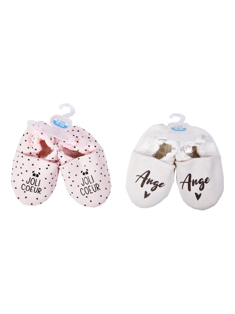 Babyschoentjes Cocooning Fantaisie - Set van 2 Wit Roze - Kiabi