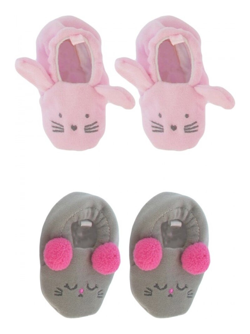 Babyschoentjes set van 2 Roze - Kiabi
