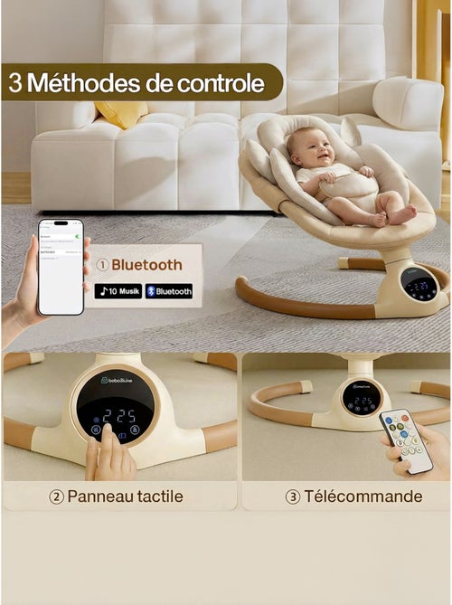 Babyschommel/elektrische wipstoel ALPHA met kap + muskietennet - Kiabi