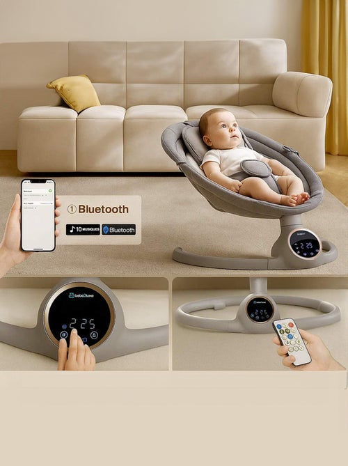 Babyschommel/elektrische wipstoel ALPHA met kap + muskietennet - Kiabi