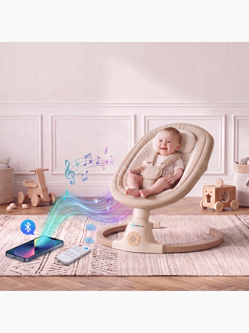 Babyschommel/elektrische wipstoel AVA met kap + muskietennet Beige - Kiabi