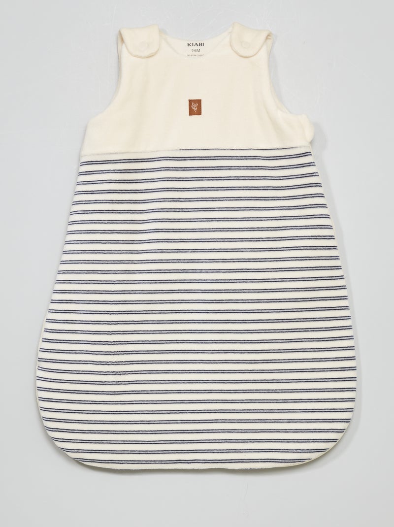 Babyslaapzak van fleece met print WIT - Kiabi