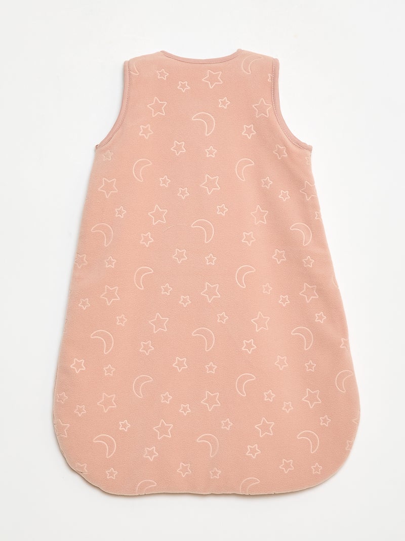 Babyslaapzakje van warme fleecestof met afneembare mouwen met drukknopen, TOG-waarde 2.5 - Rose