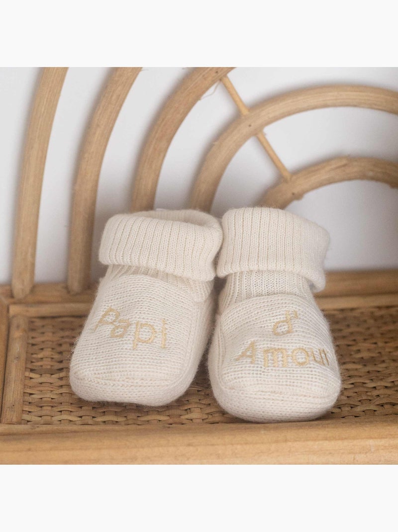 Babyslofjes met borduursel opa van liefde Beige - Kiabi