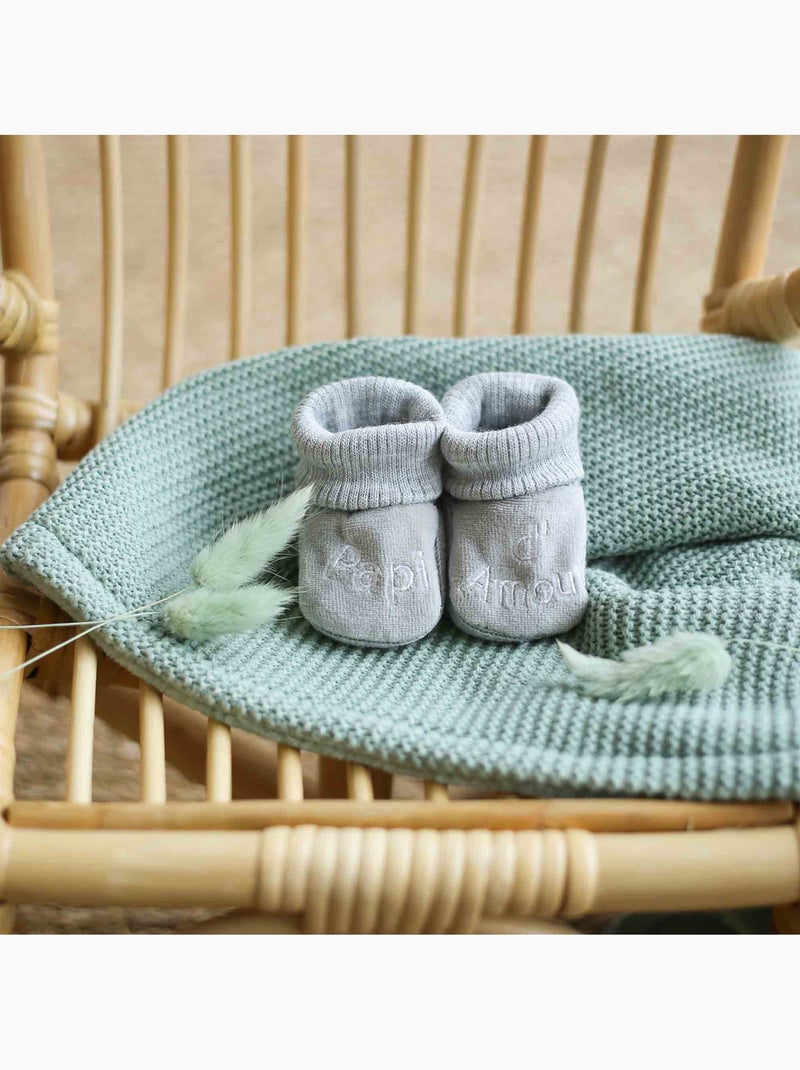 Babyslofjes met borduursel opa van liefde Lichtgrijs - Kiabi