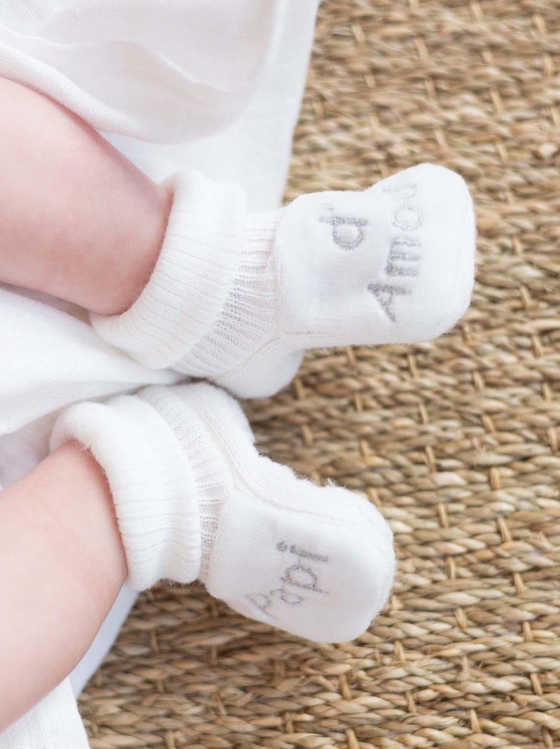 Babyslofjes met borduursel opa van liefde Wit - Kiabi