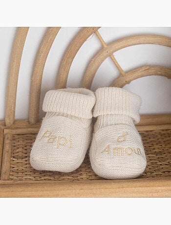 Babyslofjes met borduurtekst 'lieve opa'