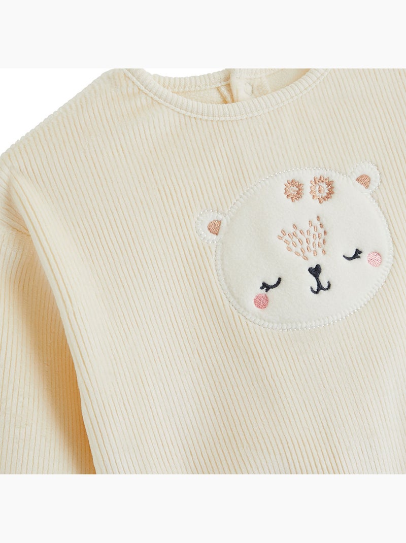 Babysweatshirt van velours sneeuw Ecru - Kiabi