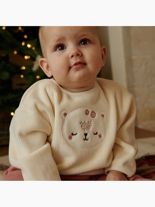 Babysweatshirt van velours sneeuw - Kiabi