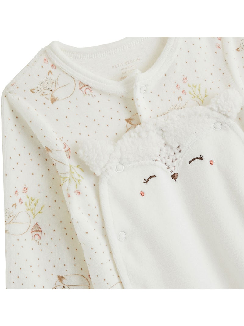 Babyvelours pyjama met brugopening Ecru - Kiabi