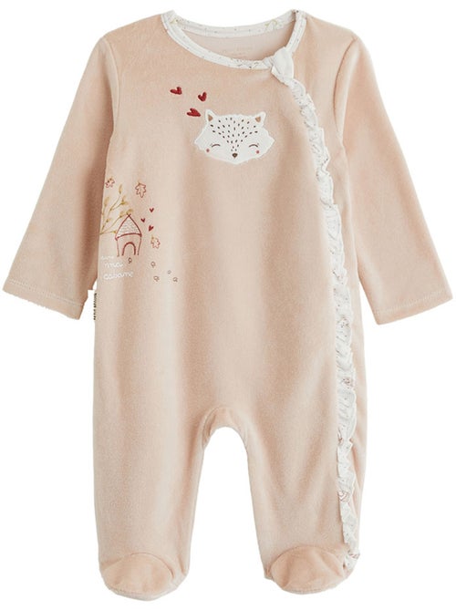 Babyvelours pyjama met ritssluiting - Kiabi