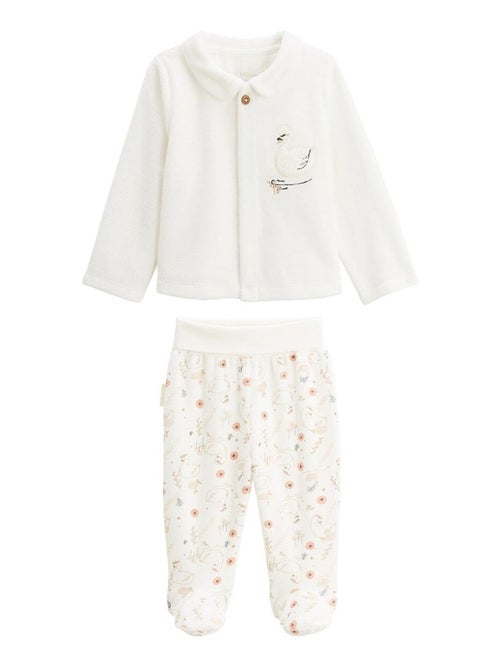 Babyvestje en -broekje van parelfluweel - Kiabi