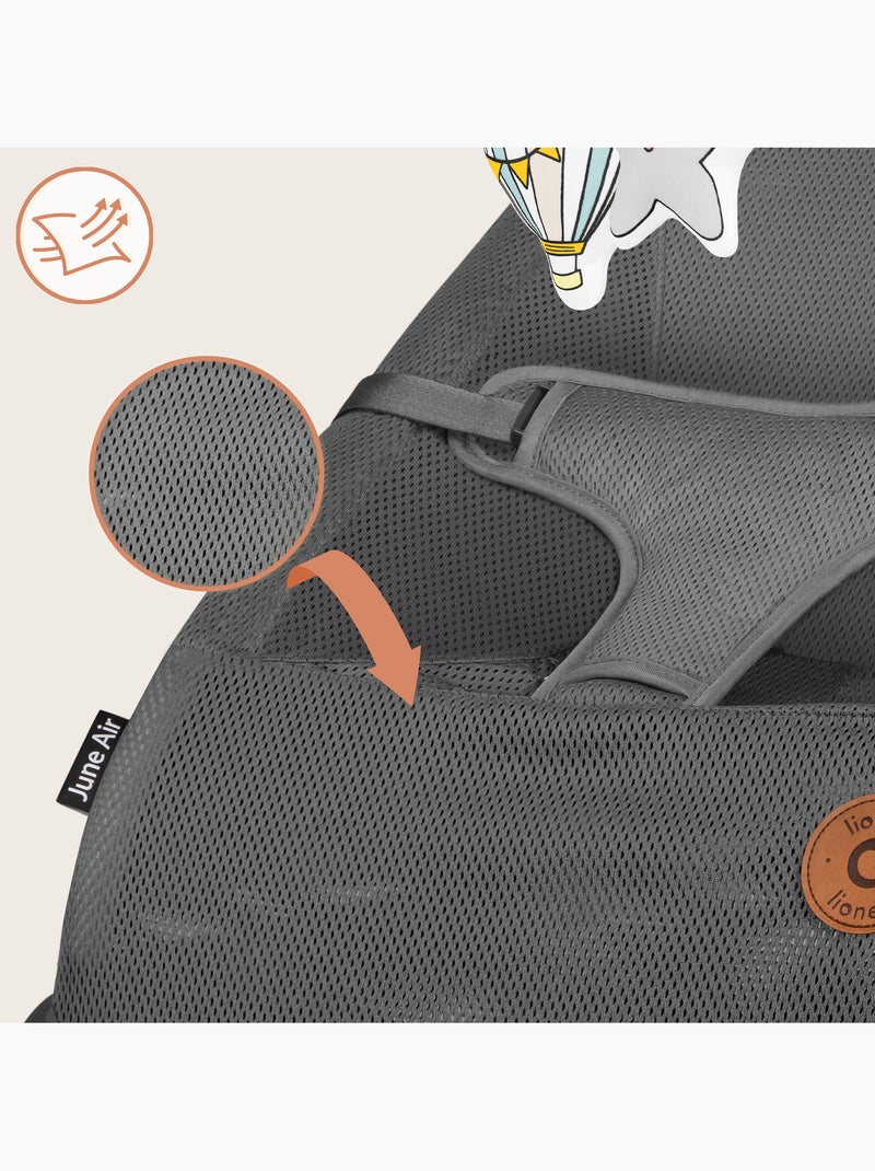 Babywip LIONELO June Air – Luchtcirculatie – Lichtgewicht – Plat opvouwbaar Grijs - Kiabi
