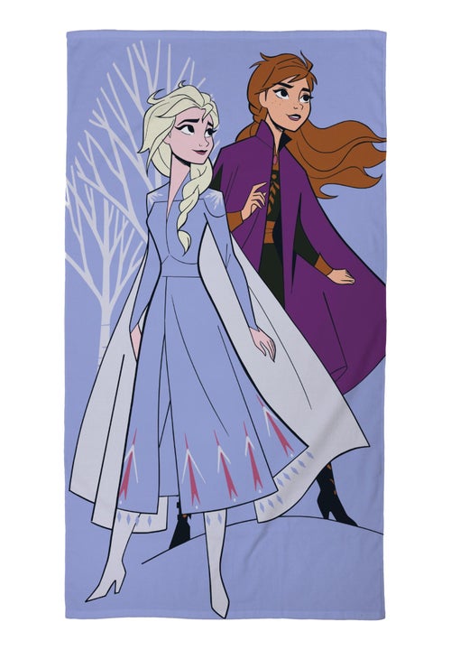 Bad- en strandhanddoek bedrukt 100% katoen, disney home frozen 2 sisters - Kiabi
