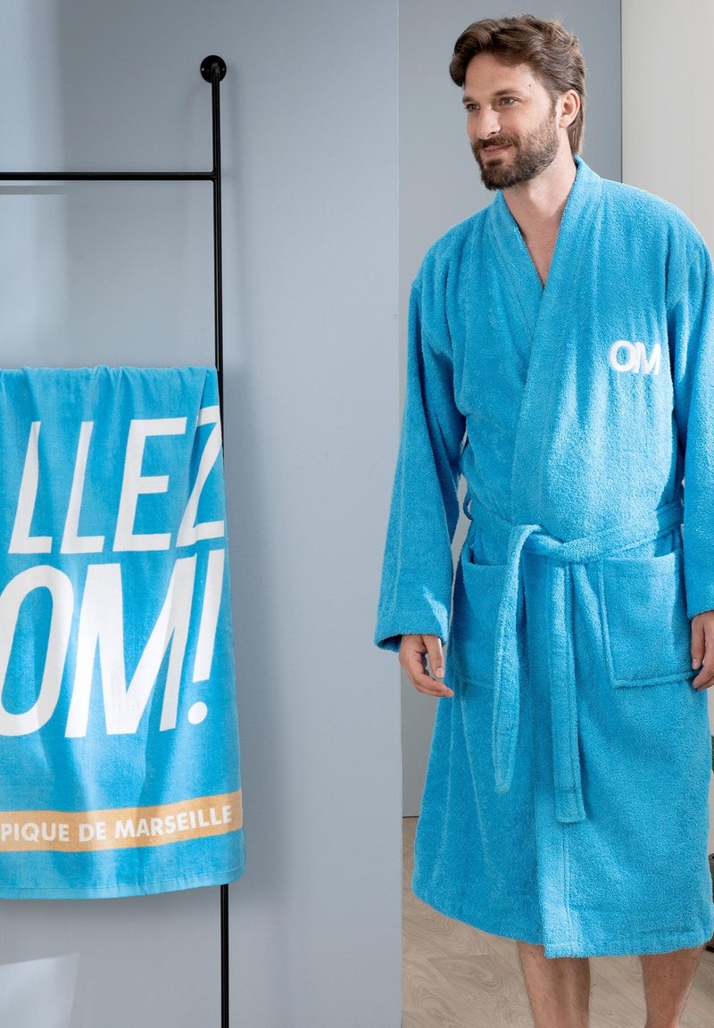 Bad- en strandhanddoek bedrukt 100% katoen, om allez Blauw - Kiabi