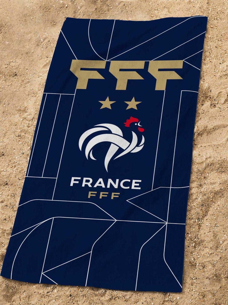 Bad- en strandhanddoek met print 100% katoen, fff construction Marineblauw - Kiabi