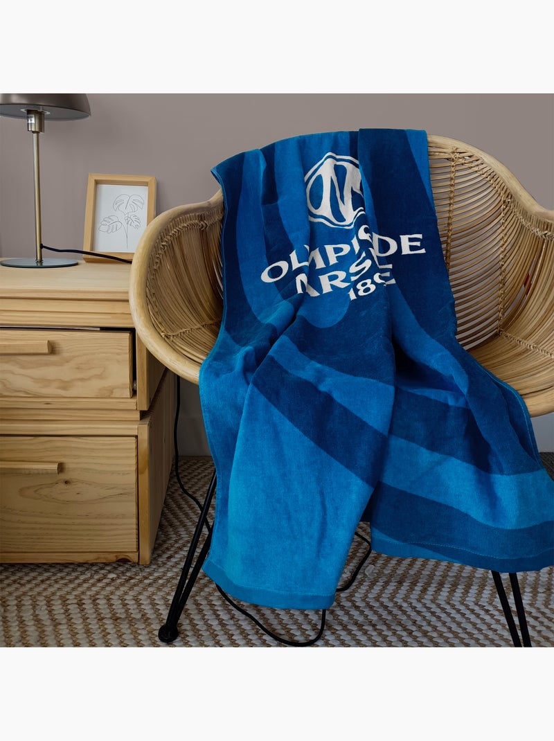 Bad- en strandhanddoek met print 100% katoen, om mer Blauw - Kiabi