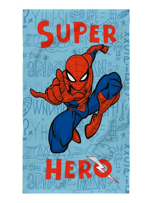 Bad- en strandhanddoek met print 100% katoen, spiderman home sketches - Kiabi