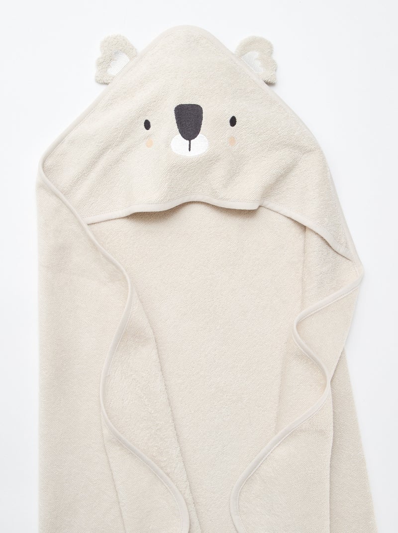 Badcape van badstof met dierenoortjes Grijs - Kiabi