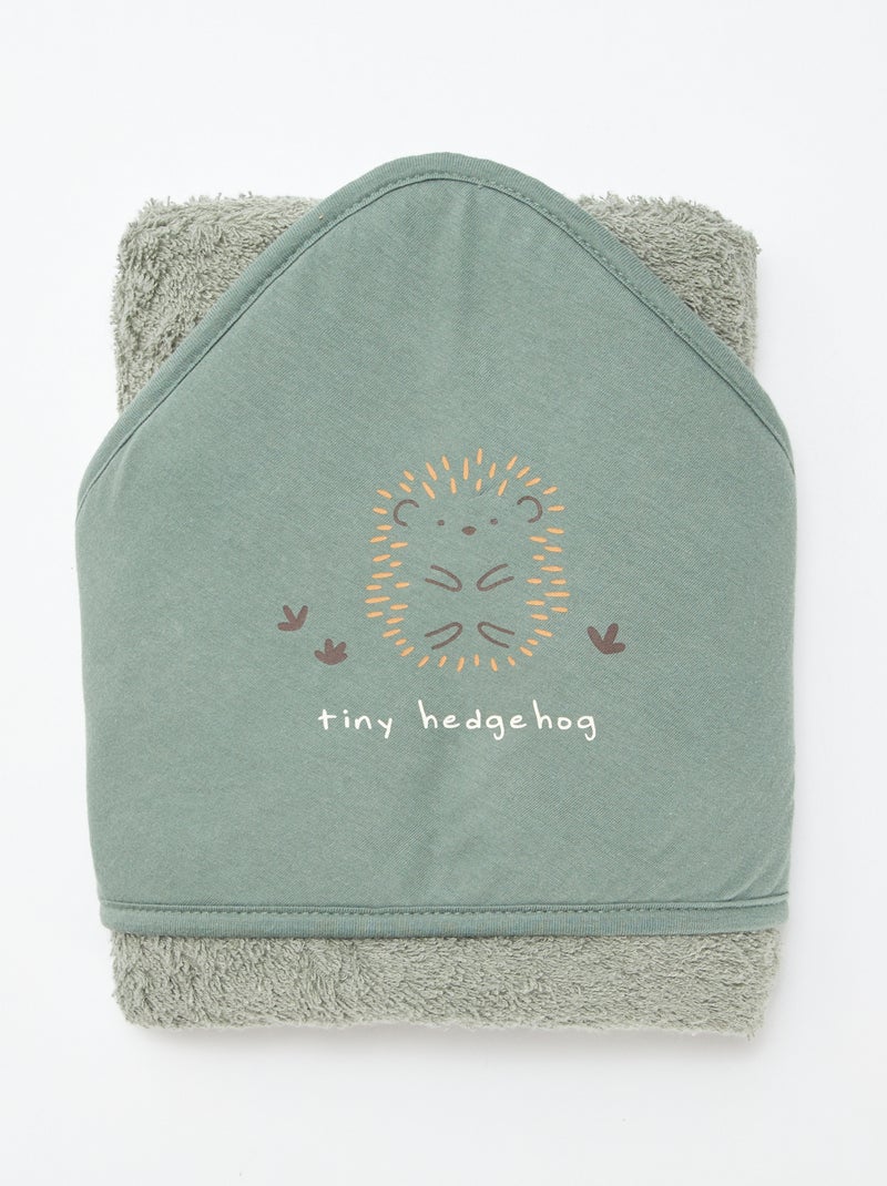Badcape van badstof met print - 75 x 75 cm GROEN - Kiabi