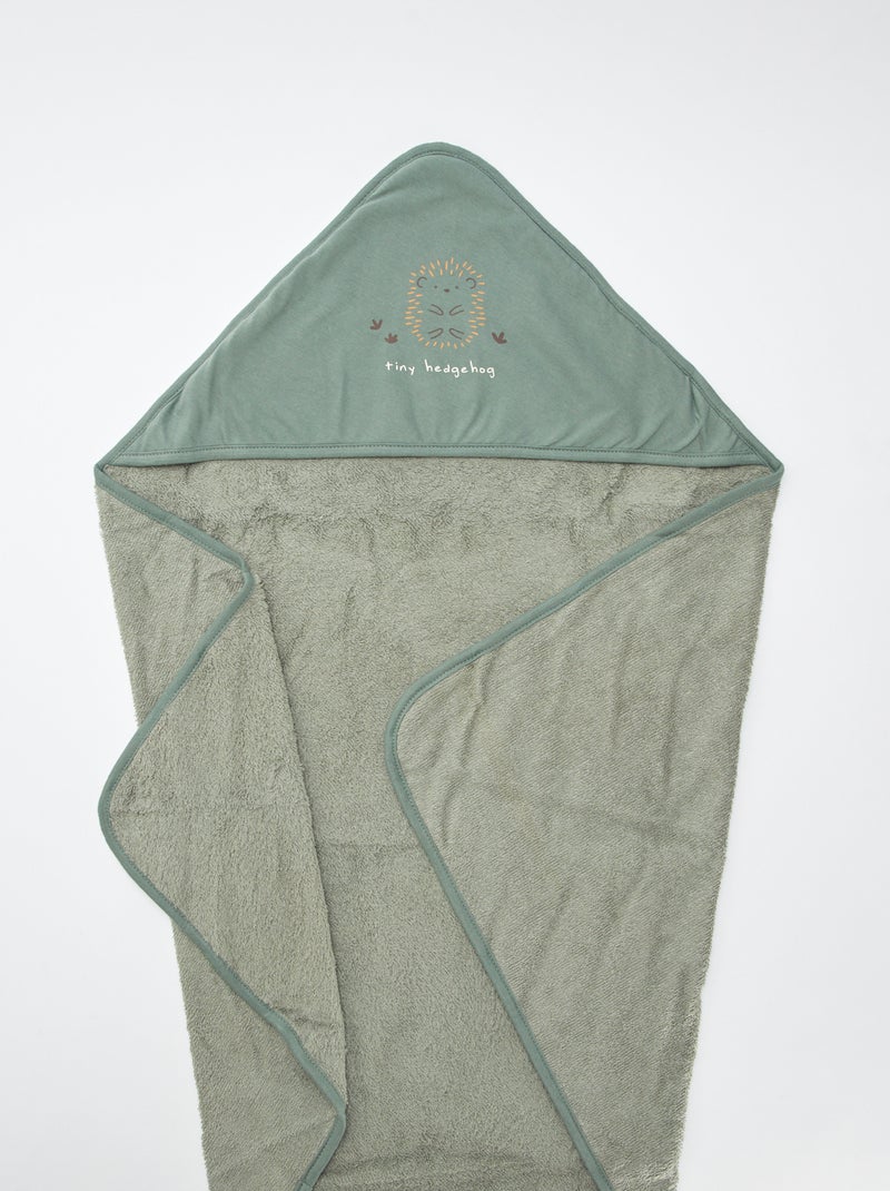 Badcape van badstof met print - 75 x 75 cm GROEN - Kiabi