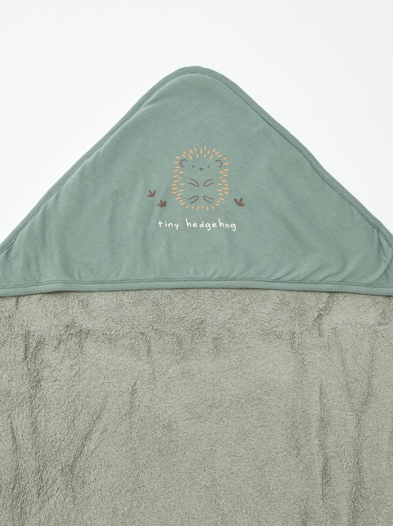 Badcape van badstof met print - 75 x 75 cm GROEN - Kiabi