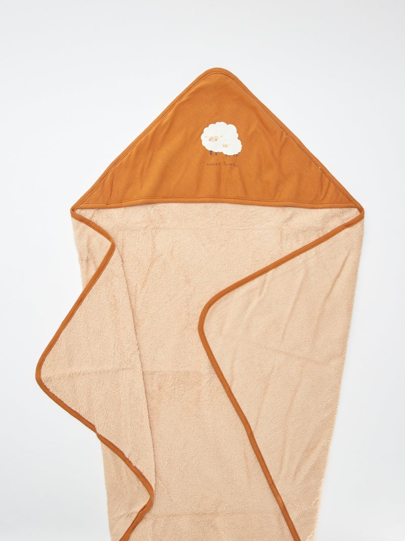 Badcape van badstof met print - 75 x 75 cm ORANJE - Kiabi