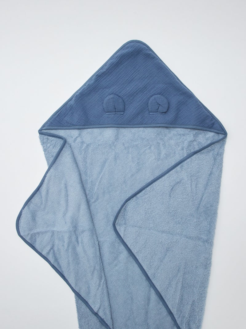 Badcape van luchtig geweven katoen BLAUW - Kiabi